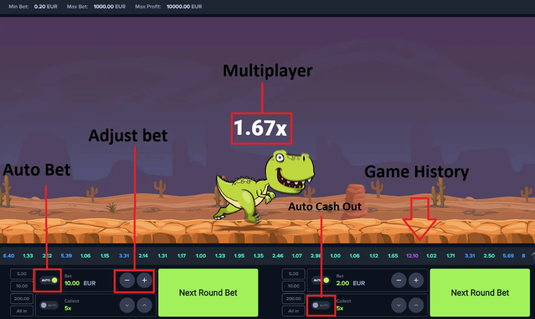 Comment jouer au jeu Dino Crash ?